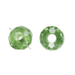 Bead 12pk 32 facets green, Celestial Crystal® Dione® 14x8mm rondelle