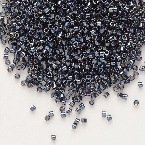 Seed bead, Delica®, glass, pkg/50g, #11 round, opaque nickel-plated dyed color gunmetal (DB-0453). image number 0