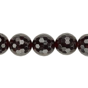 Garnet 1pkg1, faceted round bead natural 8 inch 11-12mm