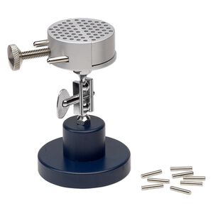 Wire-wrapping tool, Peg Leg™, steel / aluminum / rubber, blue, adjustable up to 4 inches tall with adjustable jig head and 2-3/4 inch base with 8 head pins. Sold individually.