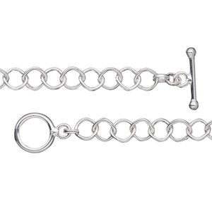 Chain, sterling silver, 5mm diamond cable, 7 inches with toggle clasp. Sold individually.