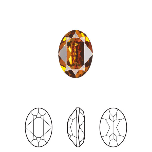 Fancy stone 1pkg144 dark orange TCF™ foil back, Swarovski®, 14x10mm faceted oval 4120 image number 0