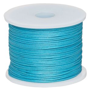 Cord, waxed cotton, turquoise blue, 0.5mm. Sold per 100-meter spool.