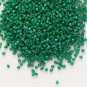 Seed bead, Delica®, glass, pkg/250g, #11 round, opaque green (DB-0656).