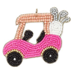 Focal 1pkg1 seed bead / felt, multicolored, 58x46mm handmade golf cart.