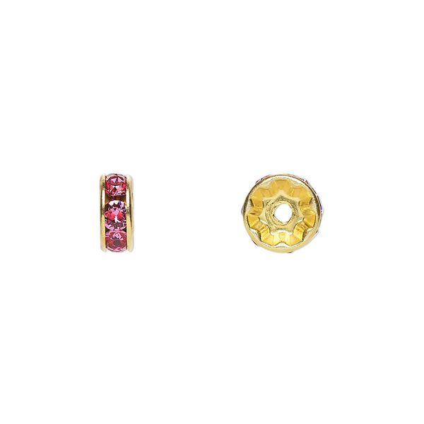 Bead 4pk rose gold plate foil back, Crystal Passions® 8x3.5mm rondelle 77508 image number 0