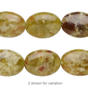 Red serpentine 1pkg1, flat oval bead 15.5-16 inch 18x13mm