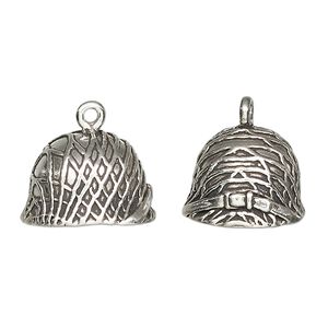 Charm, sterling silver, 17x16x15mm Army helmet. Sold individually.