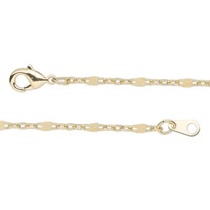 Chain 1pkg1 cable / mirror, 1.6mm / 2.4mm / lobster claw clasp, gold-finished brass 18 inch