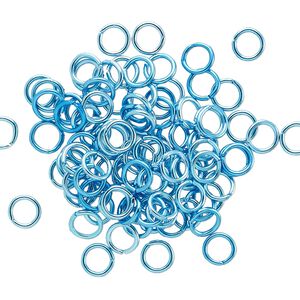 Jump ring, anodized aluminum, light blue, 5mm round, 3.4mm inside diameter, 20 gauge. Sold per pkg of 100.
