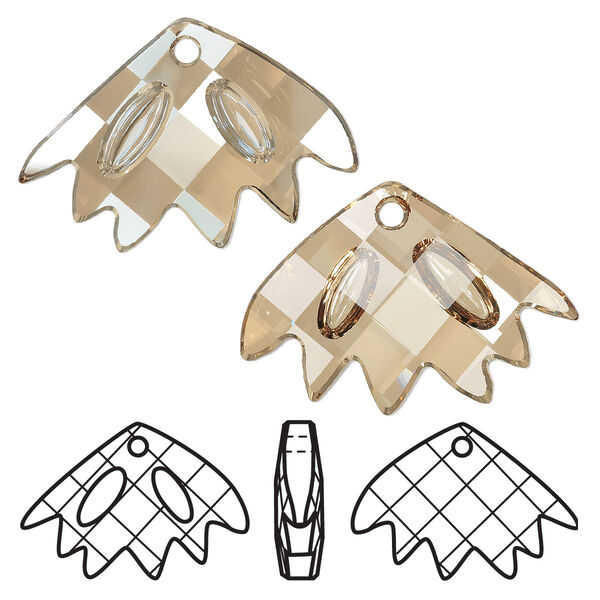 Focal 1pk crystal golden shadow, Crystal Passions® 45x30mm pendant Zinnia 6901 image number 0