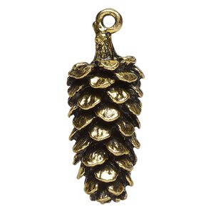 Focal, antique gold-finished "pewter" (zinc-based alloy), 37x16mm pinecone. Sold Individually.