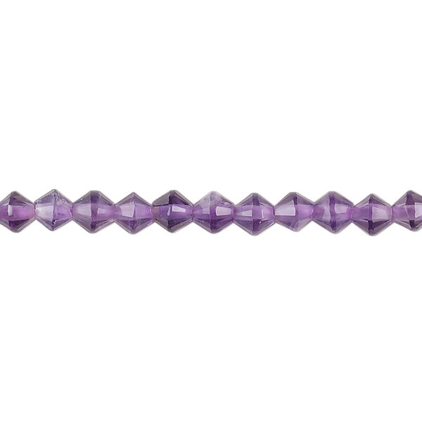 Bead, amethyst (natural), 4mm faceted bicone, B grade, Mohs hardness 7. Sold per 16-inch strand. image number 0
