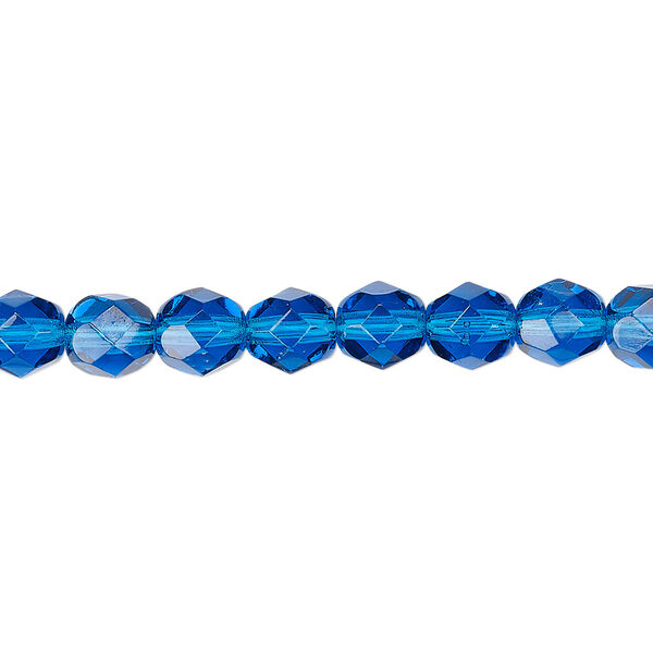 Bead, Czech fire-polished glass, translucent dark aqua blue, 6mm faceted round. Sold per pkg of 1,200 (1 mass). image number 0