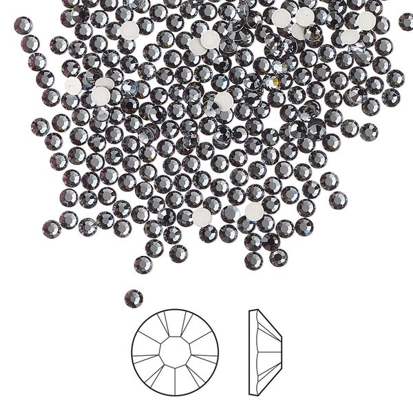Flat back 144pk light graphite foil back, Preciosa MAXIMA Czech crystal rhinestone 1.9-2.1mm chaton rose round SS6 image number 0