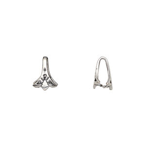 Bail, ice-pick, antique silver-plated brass, 10.5x7.5mm with triangle design, 8mm grip length. Sold per pkg of 2.