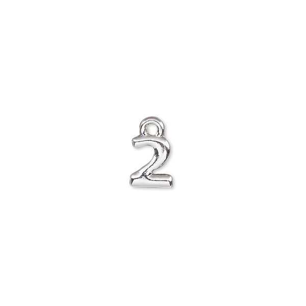 Charm, silver-finished "pewter" (zinc-based alloy), 7.5x6.5mm number 2. Sold per pkg of 2. image number 0