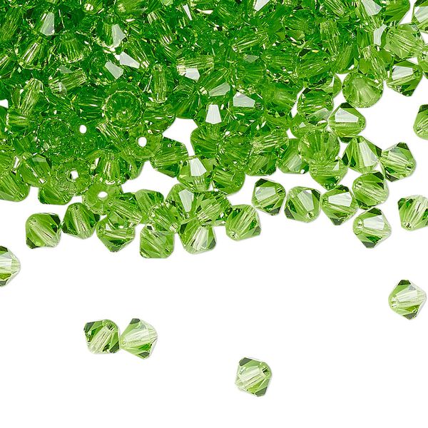 Bead 144pk peridot, Preciosa Czech crystal 4mm bicone image number 0