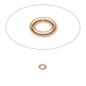 Jump ring, gold-plated brass, 4x3mm oval, 2.5x1.5mm inside diameter, 20 gauge. Sold per pkg of 100.