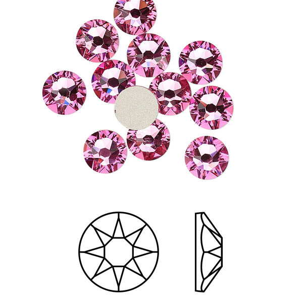 Flat back 288pk rose foil back, Swarovski® 6.32-6.5mm rose round SS30 2088 image number 0