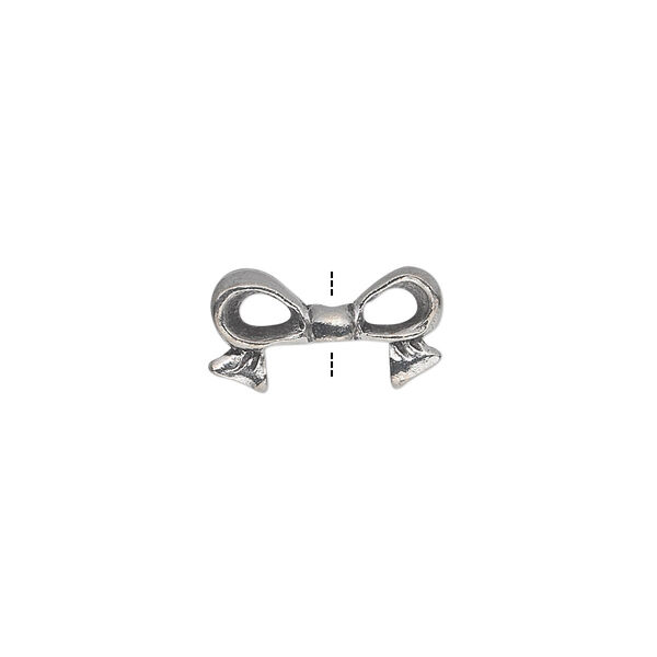 Bead, antiqued pewter (tin-based alloy), 16x9mm bow, fits 8mm cube. Sold per pkg of 4. image number 0
