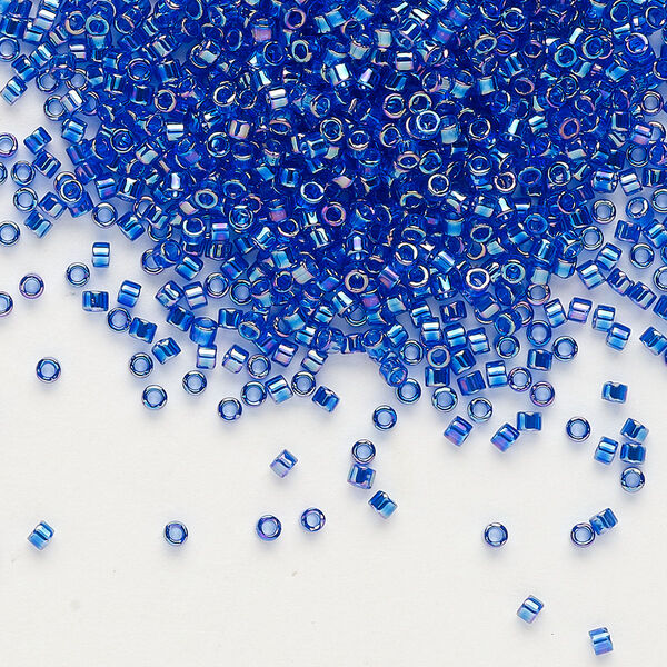 Seed bead, Delica®, glass, pkg/50g, #11 round, translucent rainbow cobalt (DB-0178). image number 0