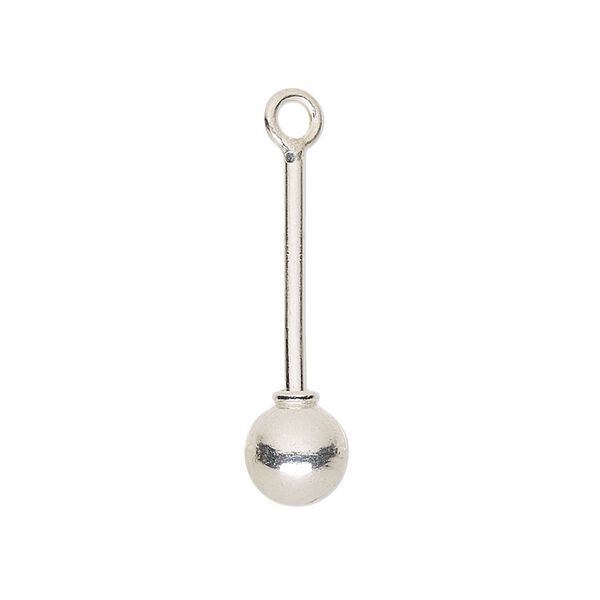 Drop, sterling silver, 1-inch bead pin with 7mm twist-off ball end, 18mm beadable length. Sold individually. image number 0