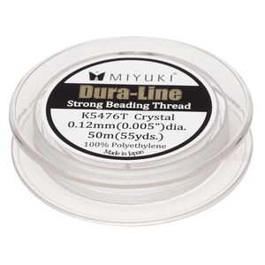 Thread, Miyuki Dura-Line, gel-spun polyethylene, crystal, 0.12mm diameter, 12-pound test. Sold per 50-meter spool.