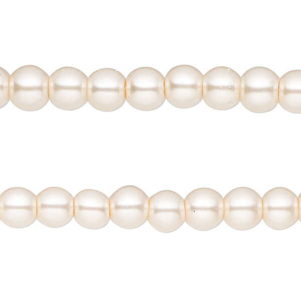 Bead, glass pearl, sand, 5-6mm round. Sold per pkg of (2) 15-inch strands, approximately 140 beads. image number 0