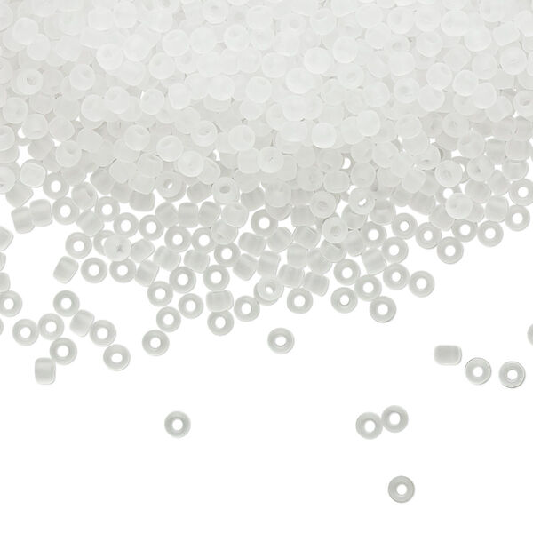 Seed bead, TOHO BEADS®, glass, pkg/7.5g, #11 round, translucent frosted crystal clear (TR-11-1F). image number 0