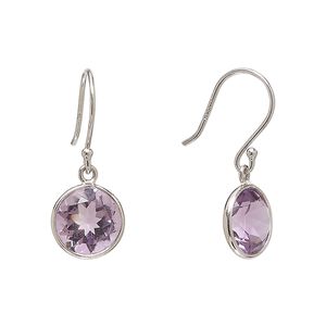 Earring, Create Compliments®, amethyst (natural) and sterling silver, 24.5mm round with fishhook ear wire, 21 gauge. Sold per pair.