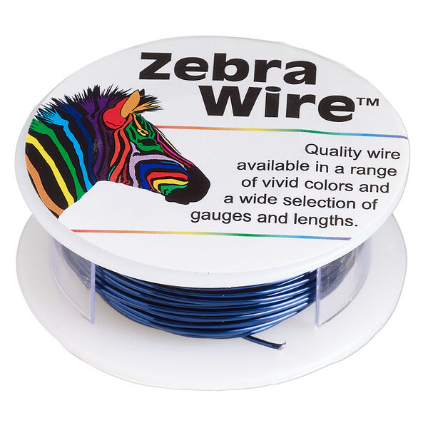 Wire, Zebra Wire™, color-coated copper, sapphire blue, round, 20 gauge. Sold per 15-yard spool. image number 0