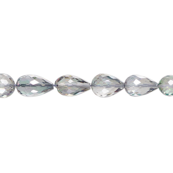 Bead, mystic topaz (coated), 7x5mm-8x6mm hand-cut graduated faceted teardrop, B+ grade, Mohs hardness 8. Sold per 8-inch strand, approximately 20-30 beads. image number 0
