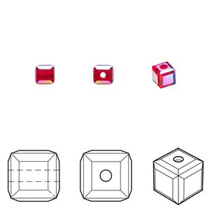 Bead 288pk light Siam shimmer, Swarovski® 4mm cube 5601