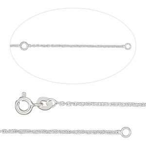 Chain 1pkg1 sterling silver cable, 1.2mm / springring clasp, Gossamer™ 16 & 18 inch