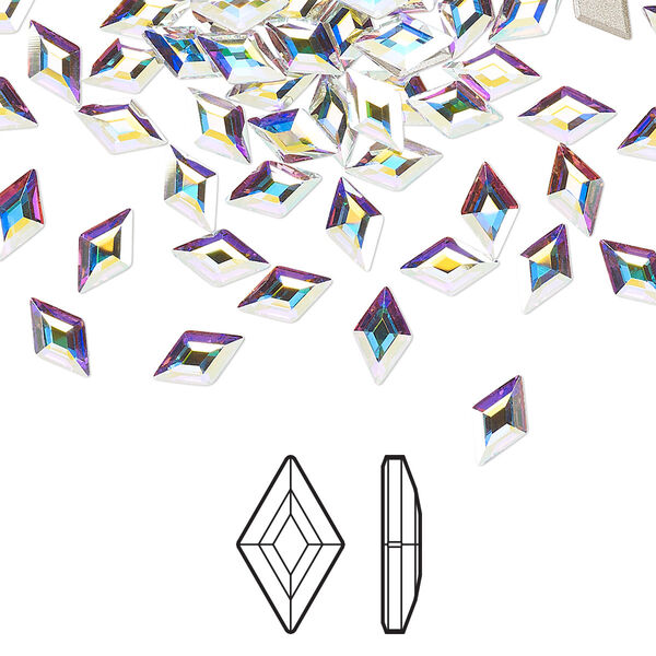 Flat back 24pk crystal AB foil back, Crystal Passions® 6.6x3.9mm diamond 2773 image number 0