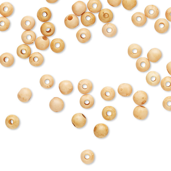Bead, coated acrylic, opaque matte light orange, 4mm round with speckles. Sold per pkg of 100. image number 0