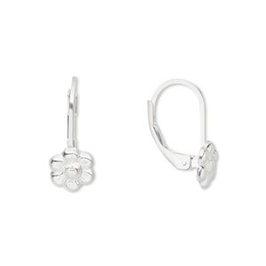 Ear wire leverback 1pkg2 sterling silver-filled, 19mm / 8mm flower, 1 pair