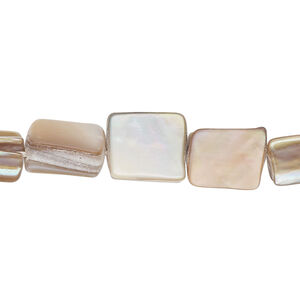 Mother-of-pearl shell 1pkg1, triangle tube bead 15 inch light brown 8x7mm-13x9mm
