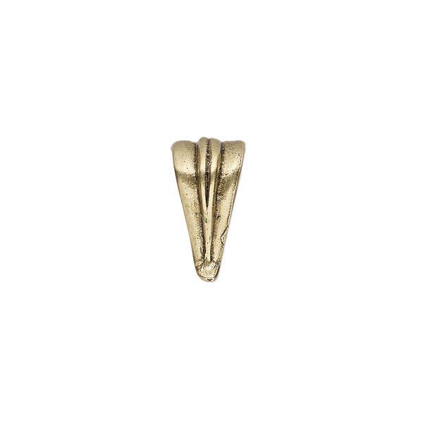 Bail, ice-pick, antiqued brass, 14.5x7.5mm triangle, 10mm grip length. Sold individually. image number 0