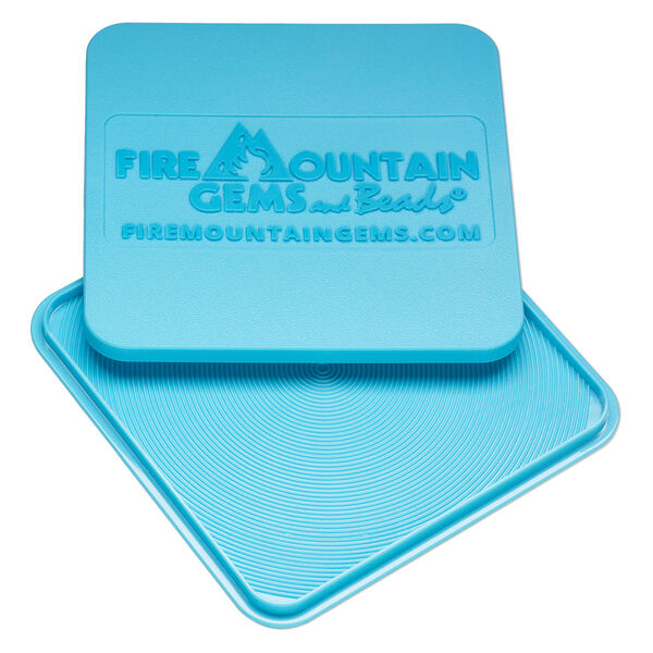 Sorting tray, Flat Back "Flipper Upper," ABS plastic, blue, 4-1/4 x 4-1/4 inch sorting square with circular grooves. Sold individually. image number 0