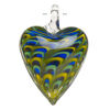 Focal, lampworked glass 1pkg1, translucent and opaque multicolored, 42x29mm-44x31mm single-sided heart with swirl design. image number 1