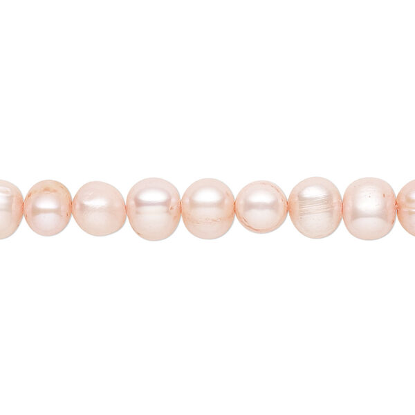 Pearl 1pkg1 cultured freshwater, 5-7mm semi-round with 0.4-0.6mm hole D grade, 14-inch dyed blush image number 0