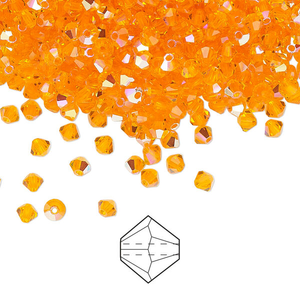 Bead 48pk sun AB, Preciosa Czech crystal 3mm bicone image number 0