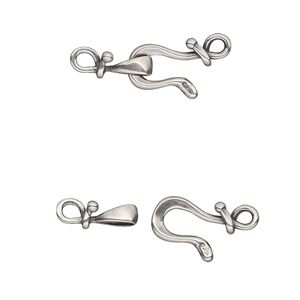 Clasp hook&eye 1pkg1 silver-plated, 17x9mm, antique brass JBB Findings 1-strand