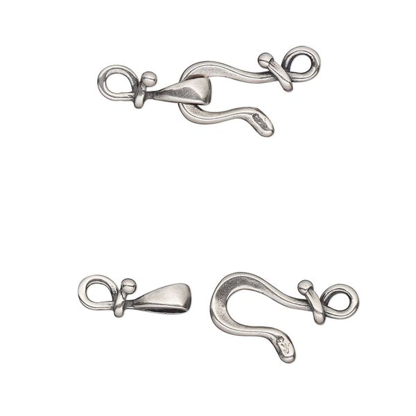 Clasp hook&eye 1pkg1 silver-plated, 17x9mm, antique brass JBB Findings 1-strand image number 0