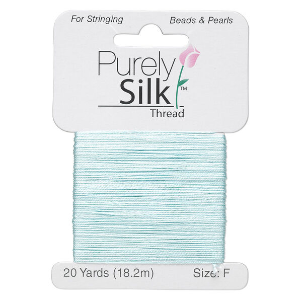 Thread, Purely Silk™, turquoise blue, size F. Sold per 20-yard card. image number 0