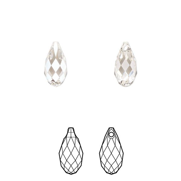 Briolette 2pk crystal silver shade, Crystal Passions® 11x5.5mm pendant drop 6010 image number 0