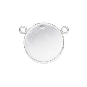 Connector, Almost Instant Jewelry®, fine silver, 21mm closed-back round with 20mm round bezel setting. Sold individually.