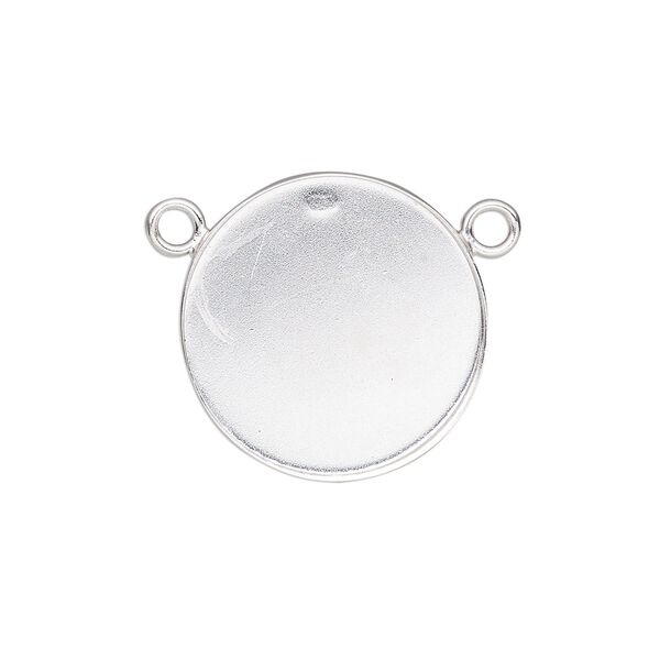 Connector, Almost Instant Jewelry®, fine silver, 21mm closed-back round with 20mm round bezel setting. Sold individually. image number 0